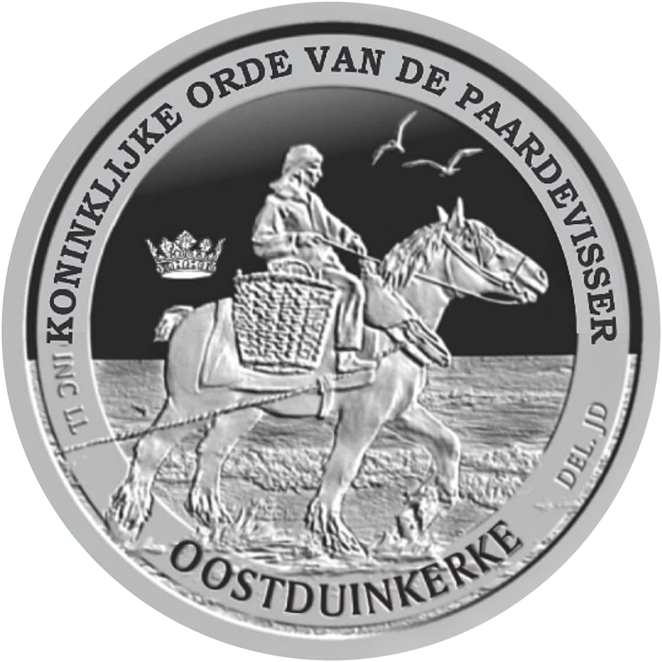Medaillon van de Koninklijke Orde van de Paardevisser: paardenvisser te paard met kroon, Oostduinkerke